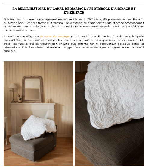 Duo d’images montrant un couvre-lit tricoté blanc posé sur un canapé gris, avec un miroir au cadre doré et une lampe à côté dans une chambre.