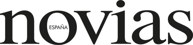 Logo noir "novias" avec petit badge "ESPAÑA" intégré dans la lettre o.